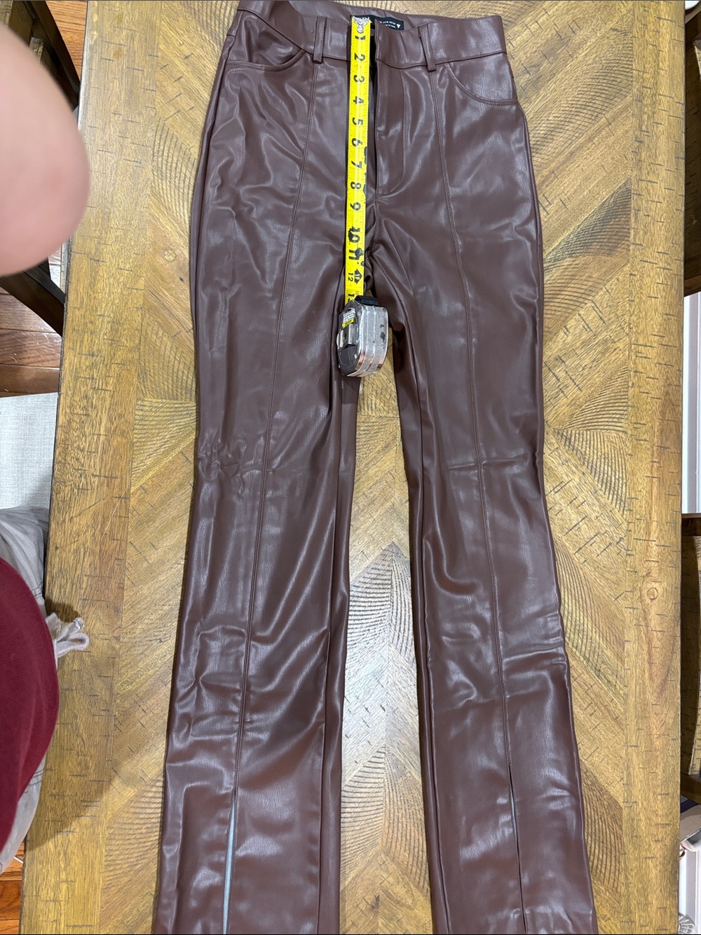 Zara Brown Faux Leather Boot-Cut Pants